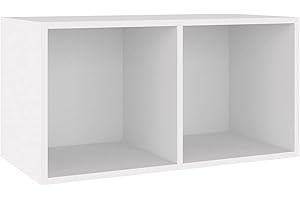 Homgoday Vinyl Schallplatten LP Aufbewahrungsbox Einheit, Schallplatten Medien Lagerung Display Regal Organizer Einheit Fall Schrank Wohnzimmer Möbel Transportbox Weiß 71x34x36cm Engineered Wood
