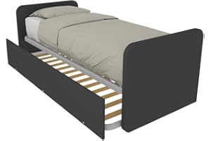 MOBILFINO CAMERETTE 964R - Letto cameretta 80x190 Singolo con Secondo Letto Estraibile e Testate Personalizzabili - Testate Alte, Basalto