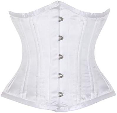 Spiral Boned White Poly Satin Underbust Waist Training Corset-32
