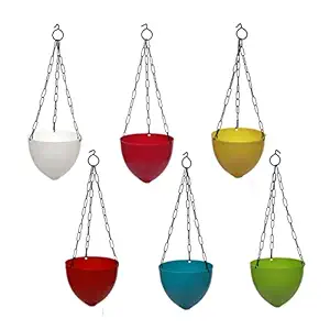 Truphe Gardening Hanging Pots, Multi Color Flower Pots Size: 9 Inch - Twister (Pack Of 6) Made In India