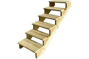 Scala esterna BERLIN, 6 gradini, Altezza 105cm, Larghezza 80cm, senza alzate, Scala in kit in Legno Autoclave- Vinuovo