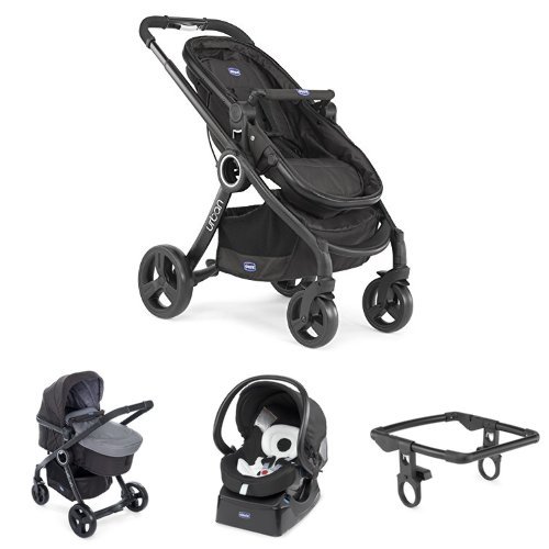 Chicco Urban plus -Carrito transformable en capazo y silla de paseo + silla de coche Auto Fix-Fast 0m+, color gris