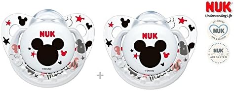 NUK "MICKEY MOUSE" Nr. 10.735.702 - 2x Anatomical Silicone Pacifier Soother Dummy/ WHITE (6-18m+)