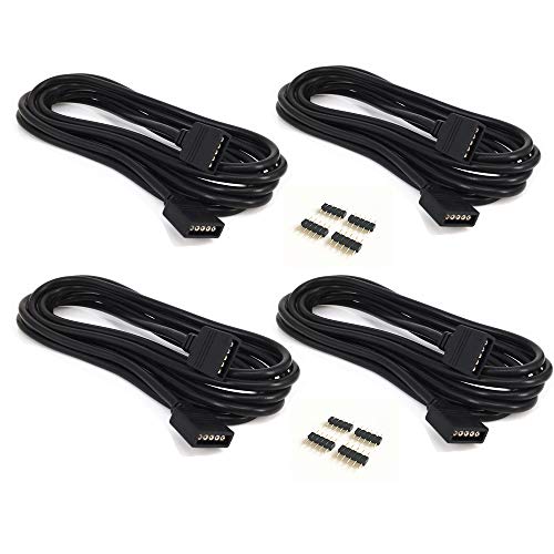 4 piezas/paquete 2 m/6,56 ft RGBW Cable de extensión línea con completo de cobre interior para tiras LED RGBW 5050 3528 Cable 5 pines, RGBW Alambre, RGB Cable de extensión, LED Cable de extensión