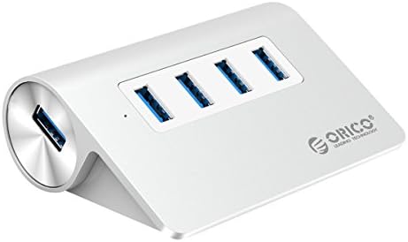 ORICO 4-Port Portable Aluminium USB 3.0 Hub with 3Ft Data Cable for Mac and Windows PC - Silver