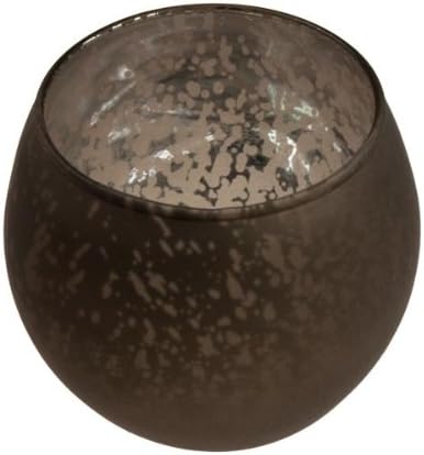 Rounded Brown Frosted Flecked Glass Tealight Candle Holder - 7cm