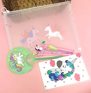 Le Delite Unicorn Combo, Unicorn Dairy with Pen/ Diary with Pen / Diary for Girls / Unicorn Stationery Set / Unicorn Folder / Pouch for Girls/ Clear Folder for Kids