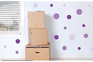 60 Second Makeover Limited Full Colour Set of 19 Purple Lavender Lilac Polka Dot Spots Wall Stickers Girls Bedroom Home D?cor