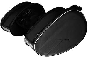 Shkalacar Sac Latéral de Moto Noir 34L - Casque et Outils en Simili Cuir Étanche 1680D - 2 Pièces