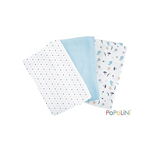 Preisvergleich Produktbild Popolini Mullwindeln 70x70 cm aus Bio-Baumwolle 3er-Set (St. Malo)