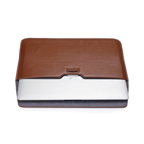 XGUO PU Ledertasche/ Hülle für MacBook Air 11 MacBook Retina 12 zoll mit Halter iPad Air/Air2 Samsung Galaxy T560 T550 iPad Pro 9.7 Sleeve Hülle Tasche mit Ständer Erhöhung Schutzhülle(11-12 Zoll, Brown) - 4