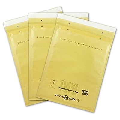 versando lupowa 100 enveloppes d'expédition à coussin d'air, 290 x 370 mm extérieur, H8 (18) H/5, Braun/or