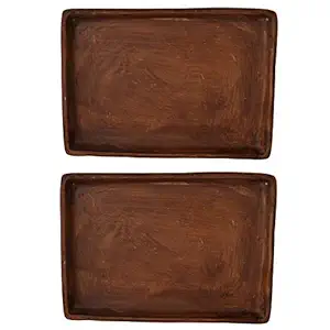 Lasaki Rectangle Plate Tray (Set of Two) for Ceramic Pots for Indoor Plants,Planters,Flower pots,gamla (Color:Antique) rec003
