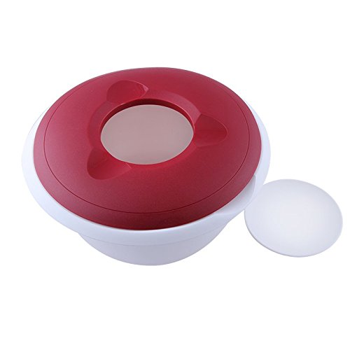 Westmark Rühr-/Backschüssel mit Spritzschutz, Deckel und Ausgießer, Kunststoff, Füllvolumen: 2,5 Liter, Weiß/Rot, 3153227R - 2