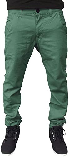 2k18Jan Kushiro Mens Slim Fit City Chino Trousers Causal Designer Cotton Jean Pants[Green,3631]