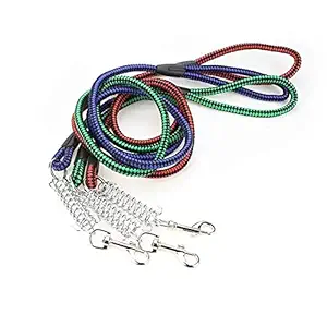 PSK PET MART Heavy Duty Buffer Spring Rope Leash for Maxi & Large Breed Dogs, Dog Spring Leash Rope Leash with Heavy Hook X-Large Size (Blue & Black)