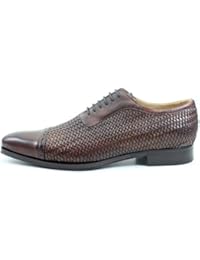 Giorgio Rea Scarpe Uomo Francesine Doppia Fibbia Marroni Fatte a Mano in Italia Oxfords Vera Pelle Luxury