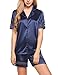 Produktbild Ekouaer Damen Satin Schlafanzug Kurzarm Zweiteiliger Satin Pyjama Hausanzug Knöpfen