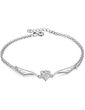 Fashmond Fußkettchen Fußkette für Damen Frauen Mädchen Kinder Freundin - Valentinstag Geschenk Schmuck mit Flügel...