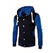 Produktbild Elecenty Herren Winterjacke, Warme Dicken Mantel Einreiher Männer Outwear Pullover Winter Langarm Kapuzenpullover Sweatshirt Übergröße Oberbekleidung Parka Sweatjacke Winterjacke (XXL, Blau)