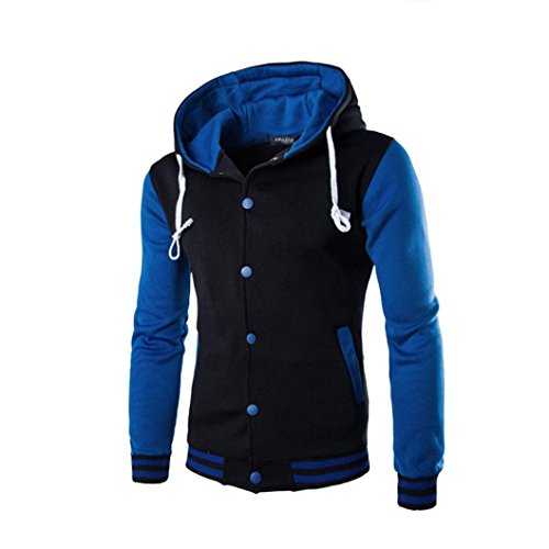 Preisvergleich Produktbild Elecenty Herren Winterjacke, Warme Dicken Mantel Einreiher Männer Outwear Pullover Winter Langarm Kapuzenpullover Sweatshirt Übergröße Oberbekleidung Parka Sweatjacke Winterjacke (XXL, Blau)