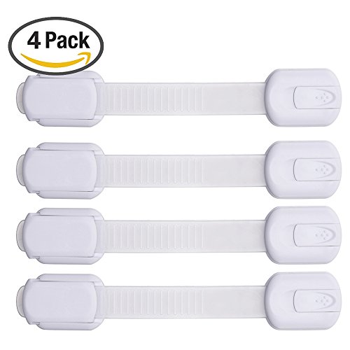 Blulu 4 PCS Baby Safety Locks Cabinet Latch, White