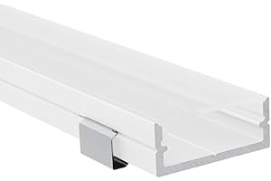 Alumino | Weißes LED Aluminiumprofil - Aufputzprofil 200 cm | Semi Abdeckung + Zubehör | für bis zu 20 mm LED-Streifen | kompatibel mit Philips Hue | 2m | Bille