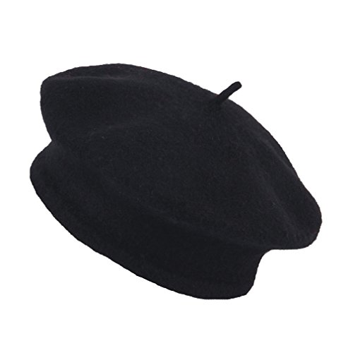 La Vogue Kids Baby Toddler Girls Solid Color Classic Beret Hat Cap Black
