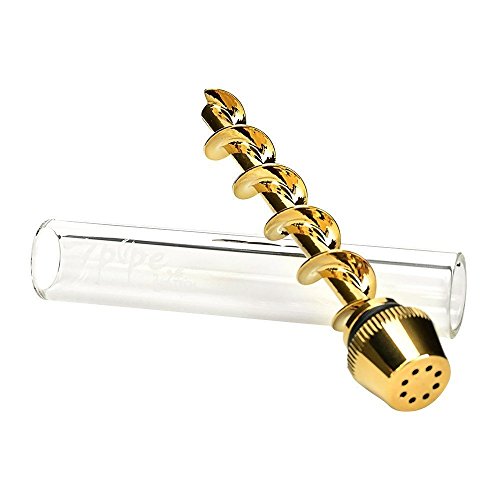 Twisty Glas Blunt, 7 Rohr Gold Farbe (mit Box inkl. Reinigungsbürste und Gummi Ende) - 3