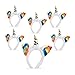 Produktbild 6x Einhorn Haarreif im Set, Kopfschmuck für Kinder, mit Ohren und Horn, Regenbogen, Glitzer, Fasching, weiß-bunt