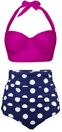Angerella Mujer Retro Polka Punto Cintura Alta Traje de baño Bikini