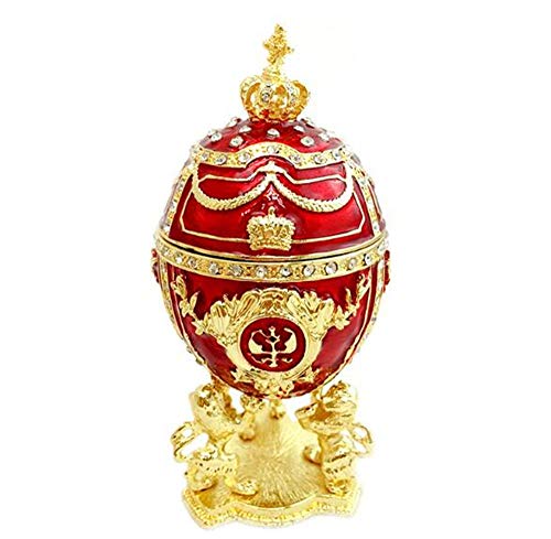 Cuzit Boîte à Bijoux en émail avec Trois Lions et Couronne Rouge Fabergé
