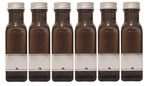 Viva-Haushaltswaren - 6x Ölflasche 100ml, grün-braune Glasflasche mit Schraubverschluss zum selbst abfüllenfüllen, inkl. 6 Etiketten zum Beschriften