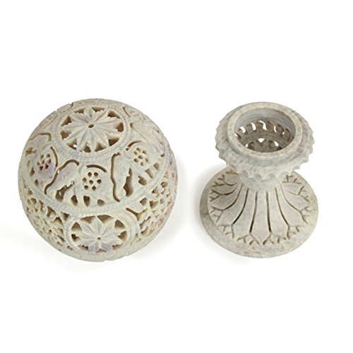Diwali Gifts & Decorations Handmade Globe Shaped Tealight Candle Holder Lamps Soapstone Lattice Design Home Accent Decor Gifting Decorative Table Top Accessory