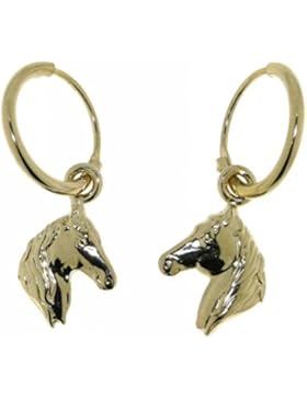 Derby Ohrcreolen Pferdeköpfe goldplattiert Sterling-Silber 925 - 26001