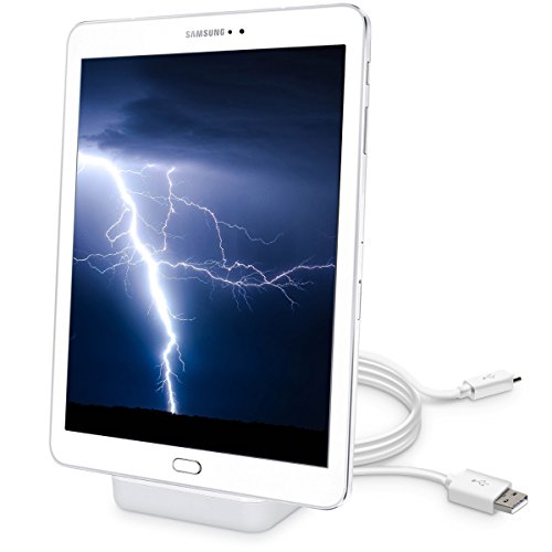 kwmobile Micro USB Dockingstation für Tablets – Ladestation Mikro USB Ladekabel Ladehalterung in Weiß - 5
