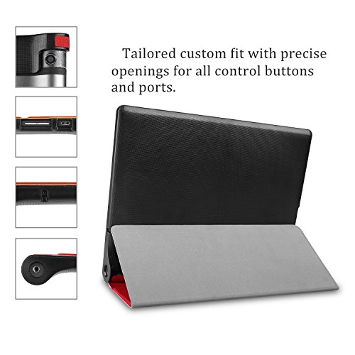 Bestdeal® Hohe Qualität Prämie Ultra Schlank Leicht Smart Cover Tasche Stehe Hülle für Lenovo Yoga Tab 3 YT3-X50F 10.1″ Tablet PC + Displayschutzfolie und Stylus Stift (Rot) - 6