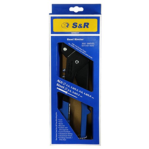 S&R Blindnietzange 2,4-5,0mm für STAHL, EDELSTAHL und ALU-Nieten mit drehbarem 360° Schwenkkopf Nietzange in schwerer Profiqualität - 7