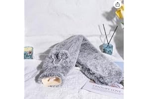 ‎BOLEI BOLEi Extra Lang Wärmflasche mit Bezug Flauschig,Auslaufsicher & Geruchlos,73cm Nackenwärmflasche Kann Zugebunden Werden,Geschenke für Männer Frauen(Lang-Grau)