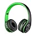 Produktbild Alitoo Bluetooth Kopfhörer Kabellose, Stereo Over Ear Headset mit Mikrofon Wireless Faltbar Noise Cancelling Kopfhöre für Sport, iPad, iPhone, TV, Laptop(Black&Green)