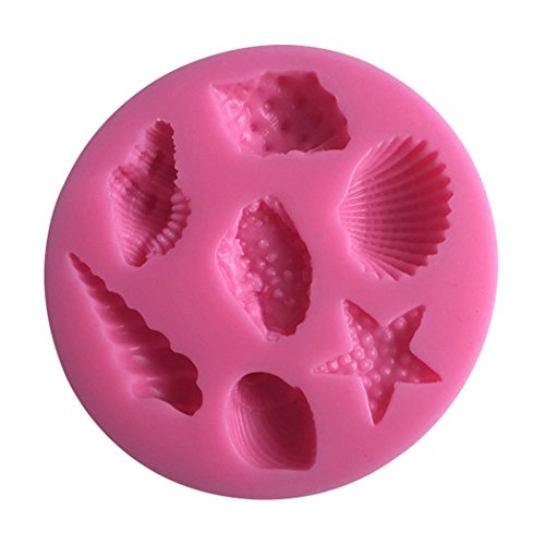 Karen Baking Stern-Fische und Shell Geformt 3D Silikon-verzierender Schokoladen-Kuchen-Form-Fondant-backendes Werkzeug-Rosa