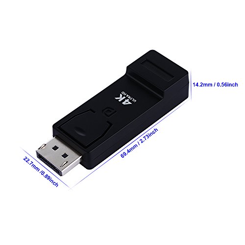 DP auf HDMI 4K Adapter, 4U DisplayPort Mann zu HDMI weiblichen Ultra HD Adapter-Verbindungsstück-Unterstützung 4K * 2K & 3D Audio / Video für Laptop / PC zu HDTV / Projektor, Schwarzes - 2