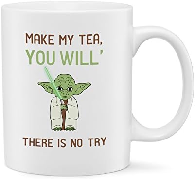 Star Wars Mug *Yoda Funny Mug* Design Lightsaber Tea / Coffee Mug Light Side Make My Tea [Kids or Adults]