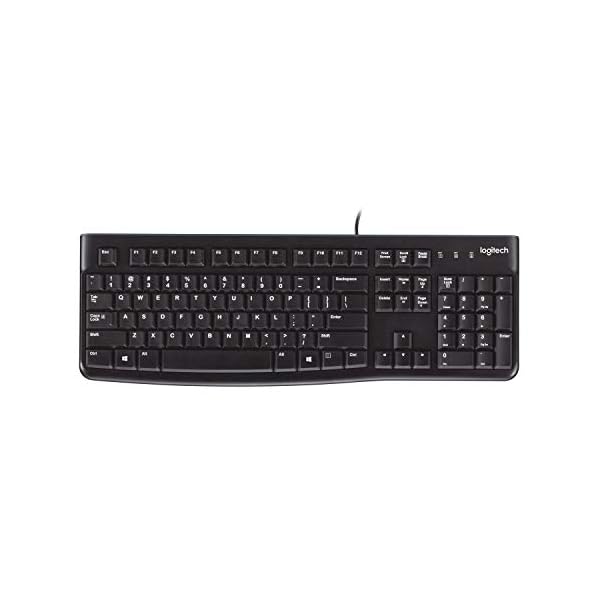 Logitech K120 Teclado con Cable Business para Windows, Tamaño Normal, Resistante a Líquido, Barra Espaciadora Curvada…