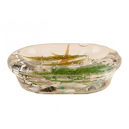 Seifenschale, mit Muscheln und Seesternen, transparent