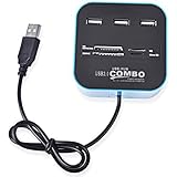 Royal Communication™ Combo All in One Card Reader & 3 Port USB 2.0 Hub (Black & Purple)