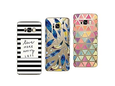 Novago Compatible avec Samsung Galaxy S8 Pack de 3 Coques en Gel Transparent Souple et Solide Incassable avec Impression de Qualité ((Multicolore 10)
