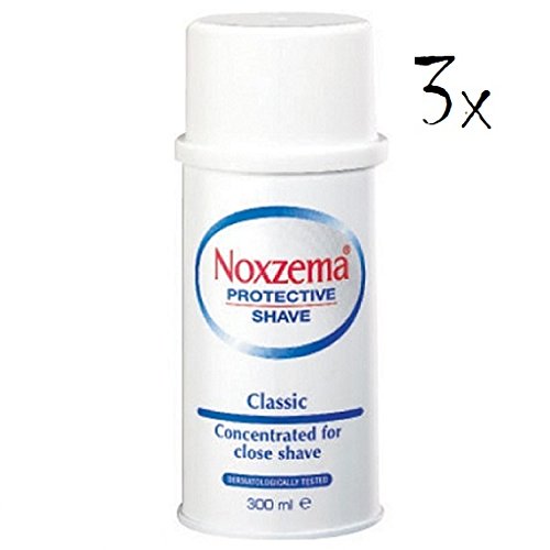 3 x noxzema Shaving Foam Cream Jabón de Afeitar Color Blanco Classic Mentol 300 ml
