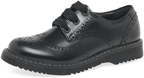 Impulsive II Girls Black Leather Lace Up School Shoes