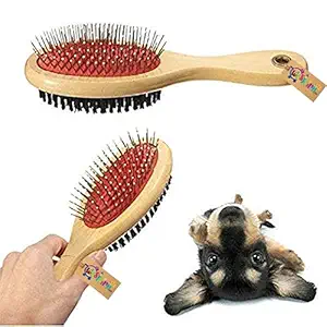 Western Era Metal, Nylon Professional Double Sided Pin and Bristle Pet Brush for Dogs and Cats, Cleans Shedding and Dirt for Short Medium or Long Hair (Medium Size)